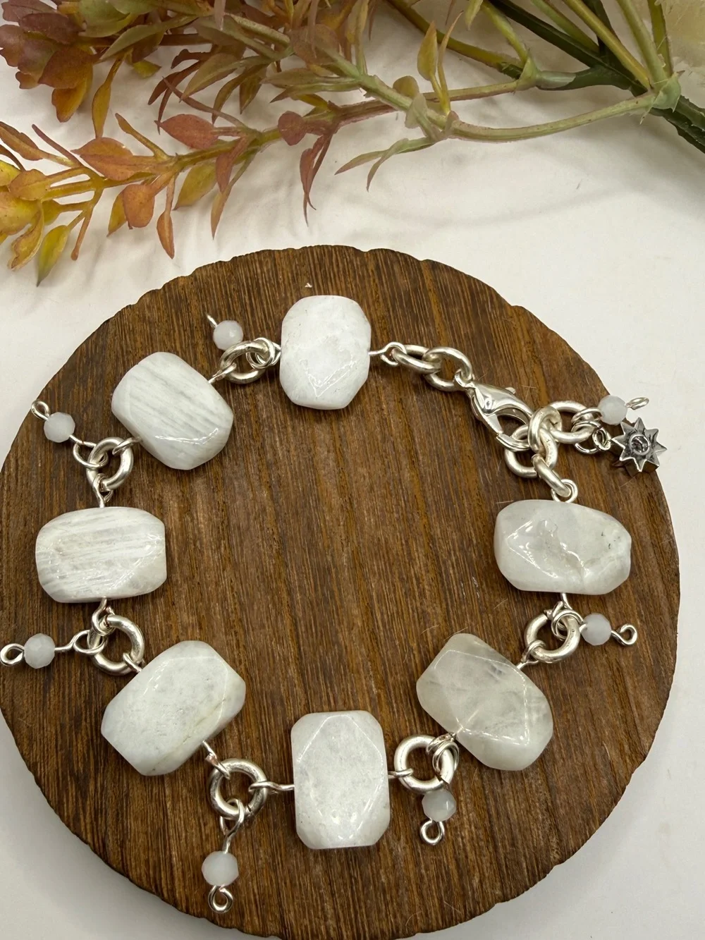Handmade White Quartz Slap Stone Link Bracelet